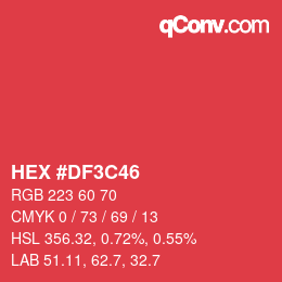 Color code: HEX #DF3C46 | qconv.com