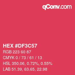 Color code: HEX #DF3C57 | qconv.com