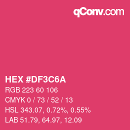 Color code: HEX #DF3C6A | qconv.com