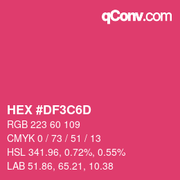 Color code: HEX #DF3C6D | qconv.com