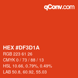 Farbcode: HEX #DF3D1A | qconv.com
