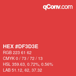 Farbcode: HEX #DF3D3E | qconv.com