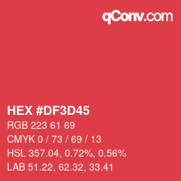 Color code: HEX #DF3D45 | qconv.com