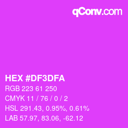 Color code: HEX #DF3DFA | qconv.com