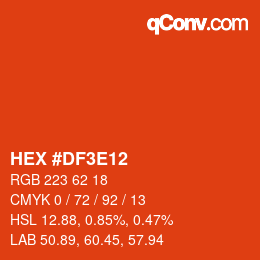 Color code: HEX #DF3E12 | qconv.com