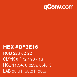 Color code: HEX #DF3E16 | qconv.com