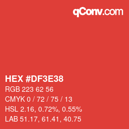 カラーコード: HEX #DF3E38 | qconv.com