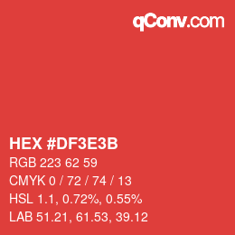 Farbcode: HEX #DF3E3B | qconv.com