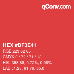 Color code: HEX #DF3E41 | qconv.com