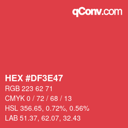 Color code: HEX #DF3E47 | qconv.com