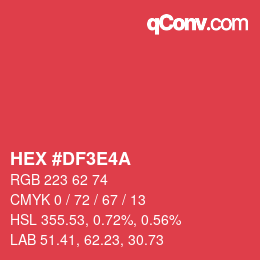 Farbcode: HEX #DF3E4A | qconv.com
