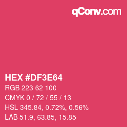 カラーコード: HEX #DF3E64 | qconv.com