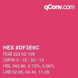 Color code: HEX #DF3E6C | qconv.com