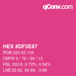 カラーコード: HEX #DF3E87 | qconv.com