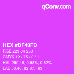 カラーコード: HEX #DF40FD | qconv.com