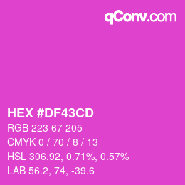 Color code: HEX #DF43CD | qconv.com