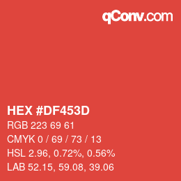 Color code: HEX #DF453D | qconv.com