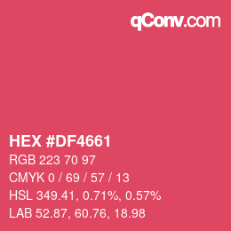 Color code: HEX #DF4661 | qconv.com