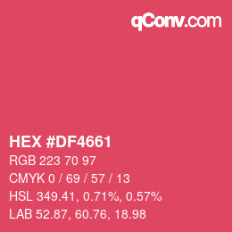 Color code: HEX #DF4661 | qconv.com