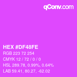 Farbcode: HEX #DF48FE | qconv.com