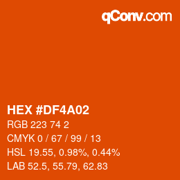 カラーコード: HEX #DF4A02 | qconv.com