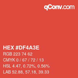 Color code: HEX #DF4A3E | qconv.com