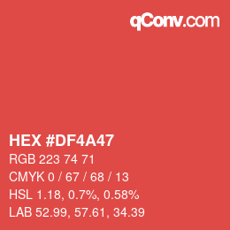 Color code: HEX #DF4A47 | qconv.com