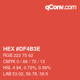 Color code: HEX #DF4B3E | qconv.com