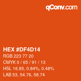 カラーコード: HEX #DF4D14 | qconv.com