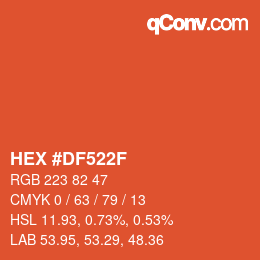 颜色代码: HEX #DF522F | qconv.com