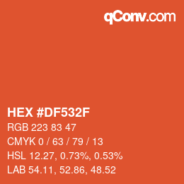 Farbcode: HEX #DF532F | qconv.com