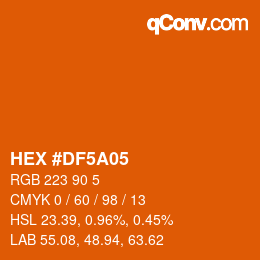 Color code: HEX #DF5A05 | qconv.com
