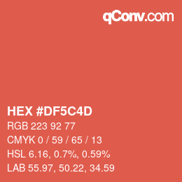 Color code: HEX #DF5C4D | qconv.com