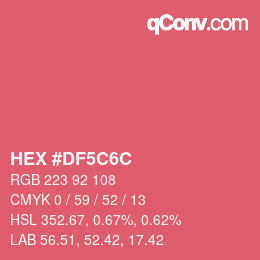 Color code: HEX #DF5C6C | qconv.com