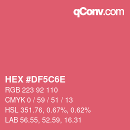 Color code: HEX #DF5C6E | qconv.com