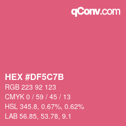 Color code: HEX #DF5C7B | qconv.com