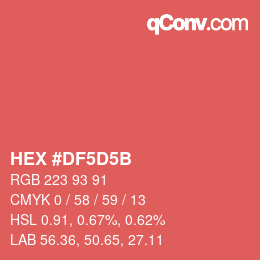 カラーコード: HEX #DF5D5B | qconv.com