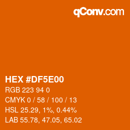 カラーコード: HEX #DF5E00 | qconv.com