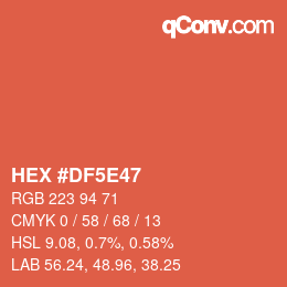 Farbcode: HEX #DF5E47 | qconv.com