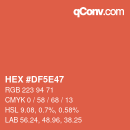 カラーコード: HEX #DF5E47 | qconv.com