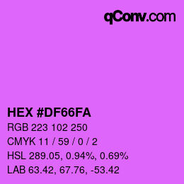 Farbcode: HEX #DF66FA | qconv.com