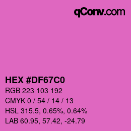 カラーコード: HEX #DF67C0 | qconv.com
