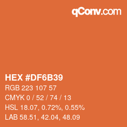 Color code: HEX #DF6B39 | qconv.com