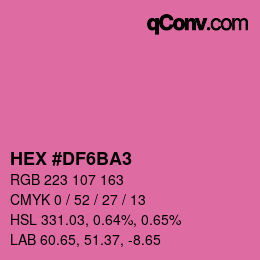 カラーコード: HEX #DF6BA3 | qconv.com
