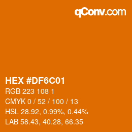 Farbcode: HEX #DF6C01 | qconv.com