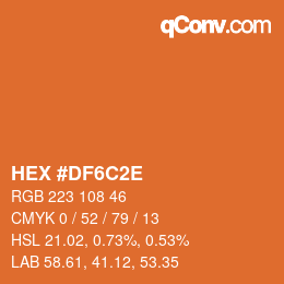Color code: HEX #DF6C2E | qconv.com