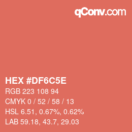 Farbcode: HEX #DF6C5E | qconv.com