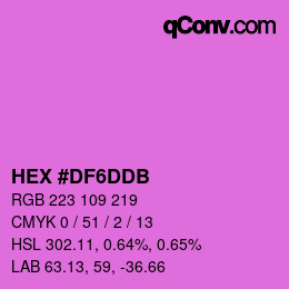 颜色代码: HEX #DF6DDB | qconv.com
