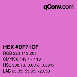 カラーコード: HEX #DF71CF | qconv.com