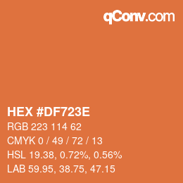 Color code: HEX #DF723E | qconv.com